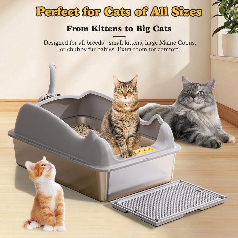 Large Stainless Steel Cat Litter Box - furryfams.com