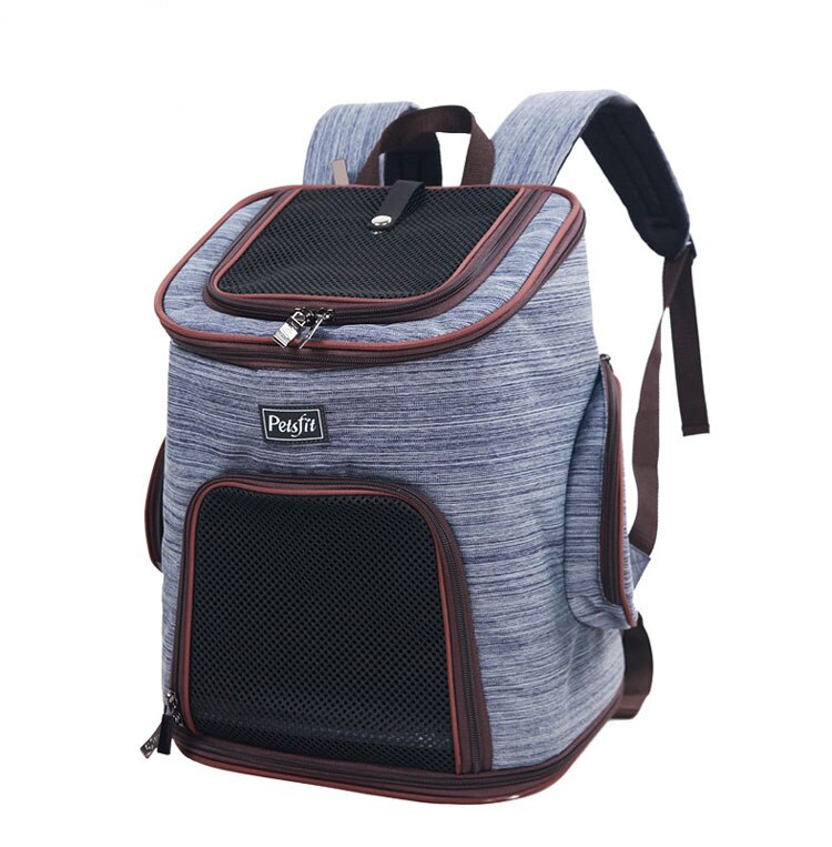 Interior safety leash inside pet backpack carrier for secure outdoor pet transportation
