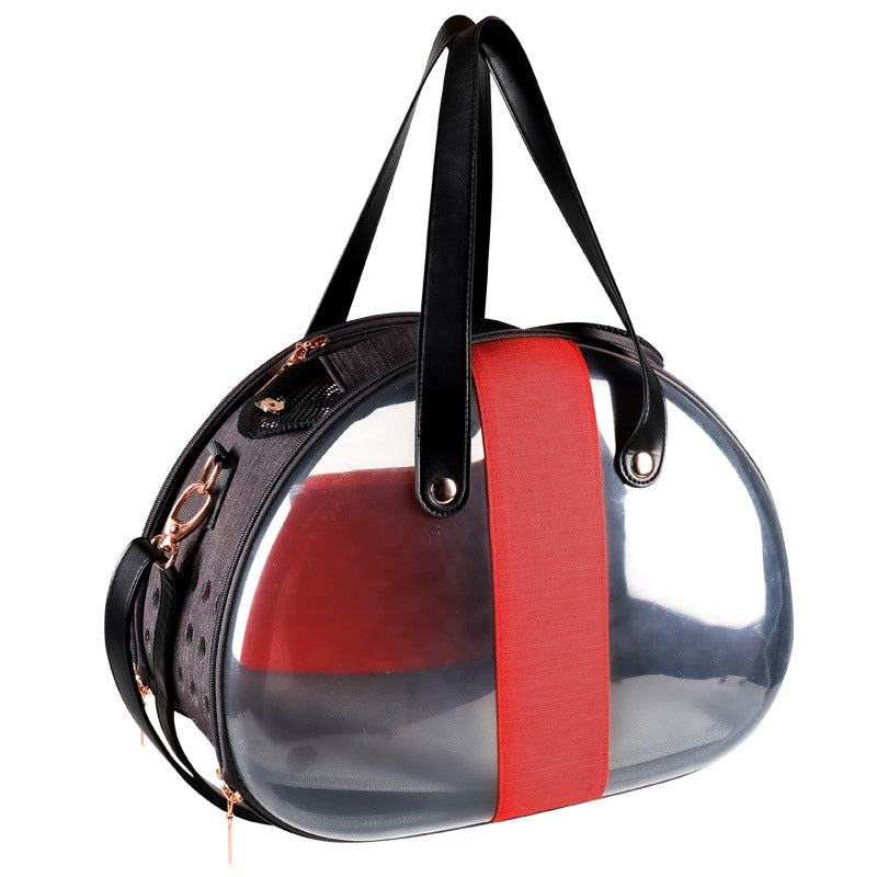 Pet backpack with multiple ventilation holes for proper airflow and pet comfort during travel