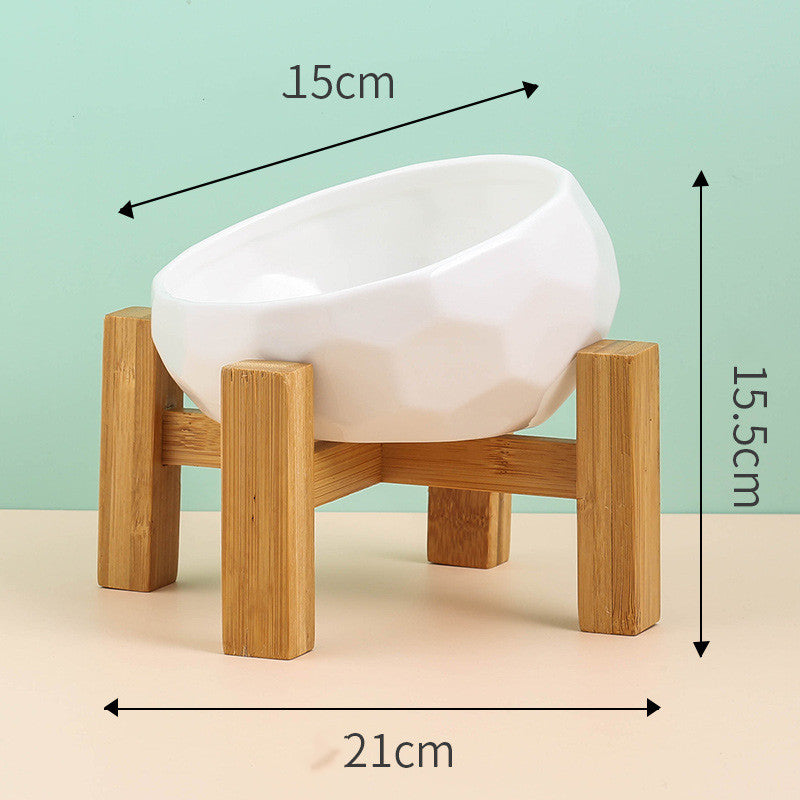 Stylish ceramic cat and dog bowl with oblique mouth design and stable feeding base