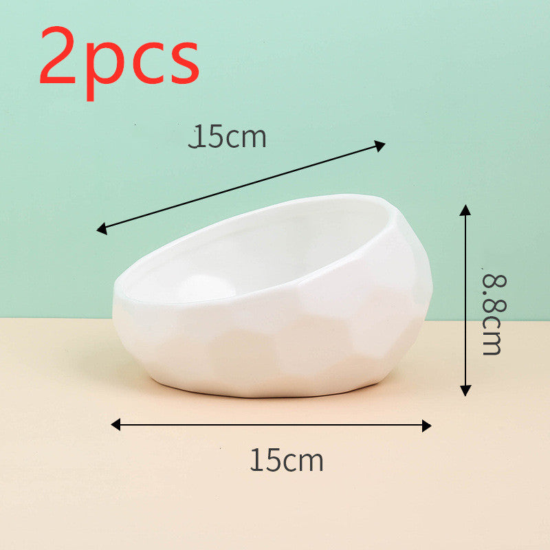 Raised ceramic pet bowl helping improve digestion and reduce pressure on pet neck