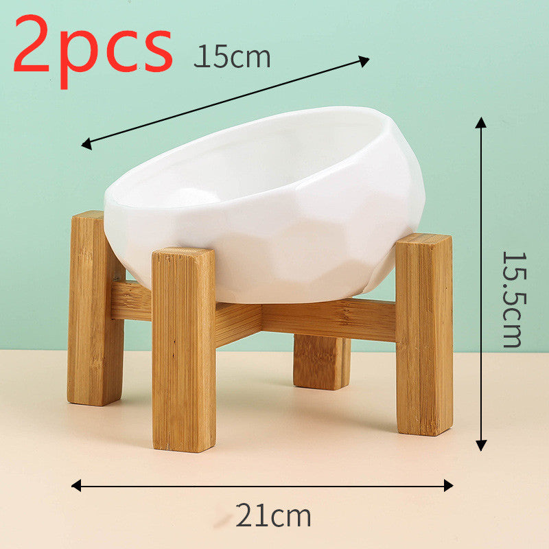 Elevated ceramic pet bowl designed for cleaner feeding and reduced food spilling