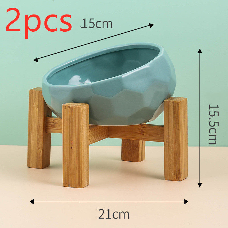 Stable ceramic pet feeding bowl with sturdy base to prevent sliding during meals