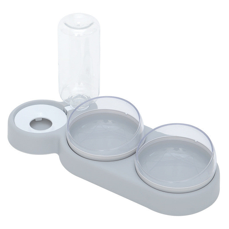 Cat eating from elevated double bowl feeder designed for comfortable digestion