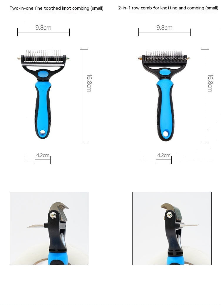 Side view of two in one pet grooming comb showing lightweight durable design