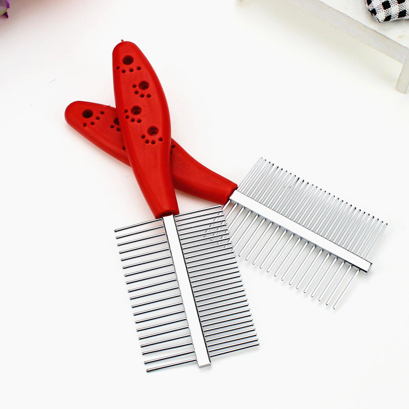 Stainless steel pet grooming comb for detangling knots and smoothing fur