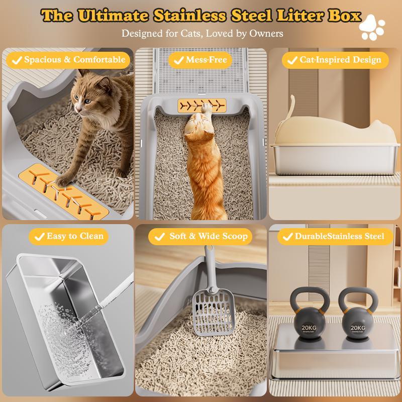 Large Stainless Steel Cat Litter Box - furryfams.com