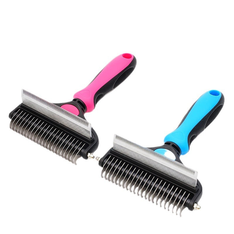 Anti slip ergonomic handle on pet hair comb for comfortable and controlled grooming