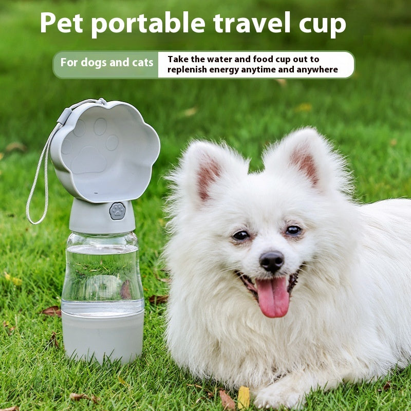 Portable dog outing water cup with one click water dispenser for travel and outdoor use