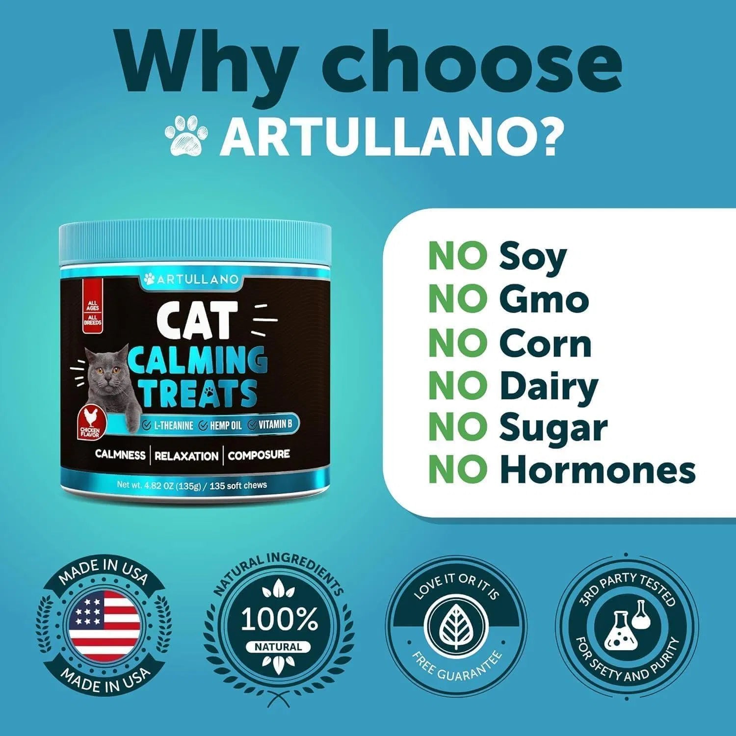 Cat Calming Treats For Stress & Anxiety Relief Cat Kittens Melatonin