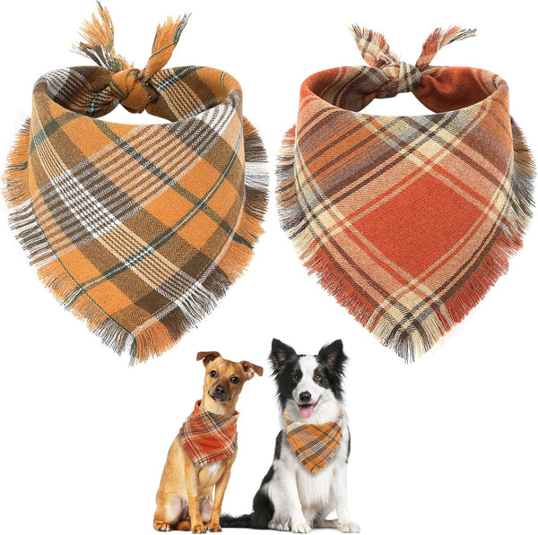 Vivifying Fall Dog Bandana With Tassels Edges