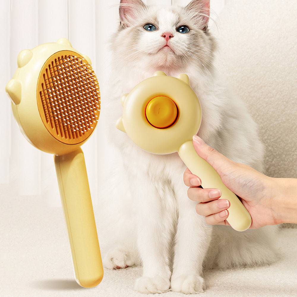 Cat comb massage brush for grooming and deshedding with soft silicone bristles for pets