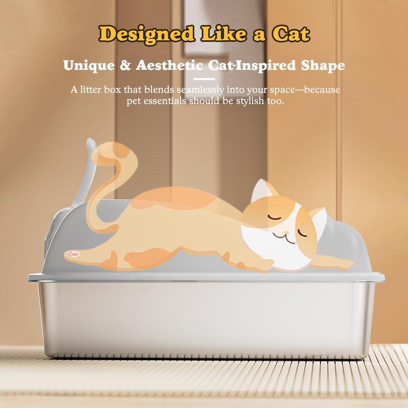 Large Stainless Steel Cat Litter Box - furryfams.com