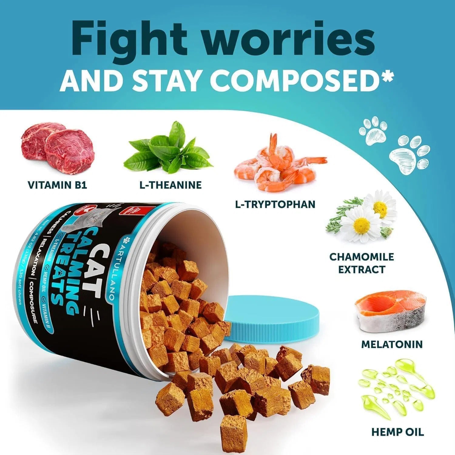 Cat Calming Treats For Stress & Anxiety Relief Cat Kittens Melatonin