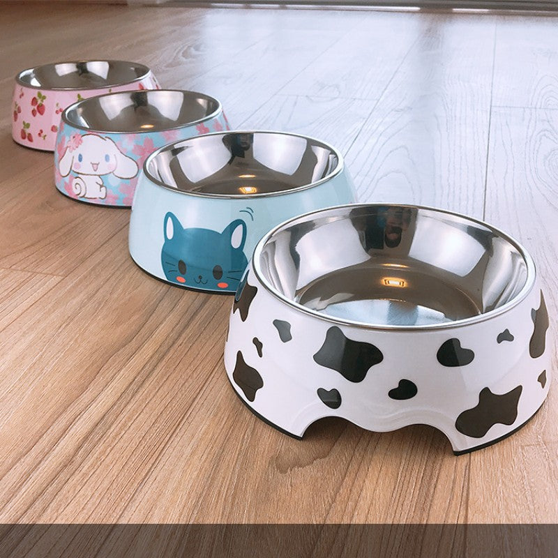 Stainless steel dog and cat food bowl with durable and hygienic feeding design