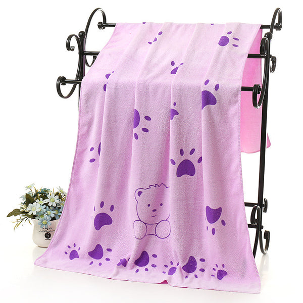 Soft cartoon print embossed pet bath towel for dogs and cats with high absorbent fabric