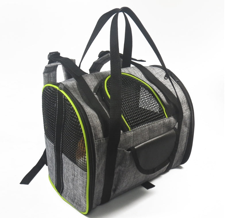 Pet carrier basket with mesh panels for ventilation and airflow during travel