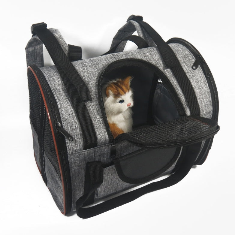 Multi functional dog and cat carrier basket with breathable design for safe travel