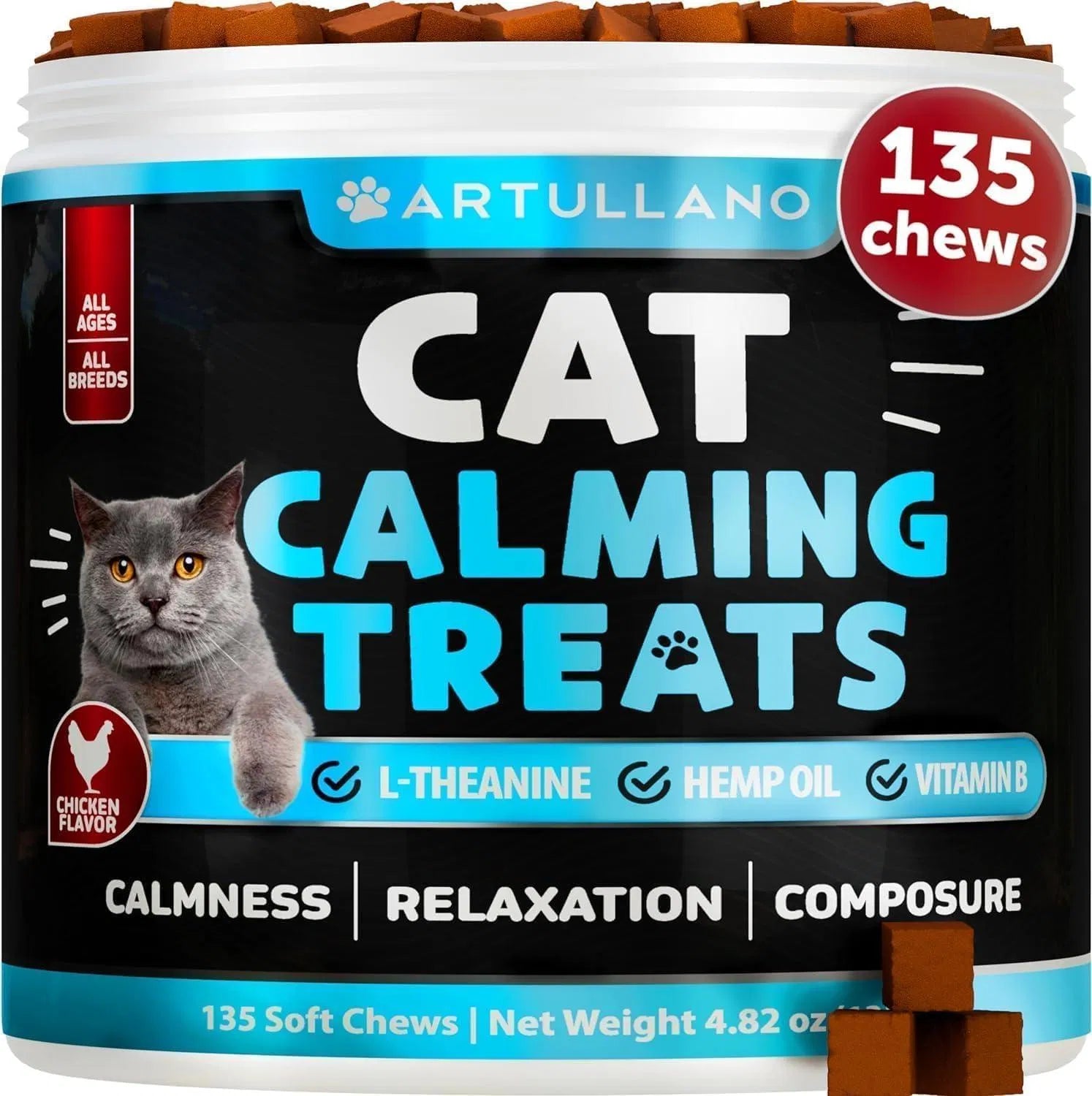 Cat Calming Treats For Stress & Anxiety Relief Cat Kittens Melatonin