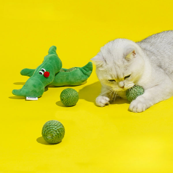 Cat hide and seek sisal balls toy set for interactive kitten play and chasing games