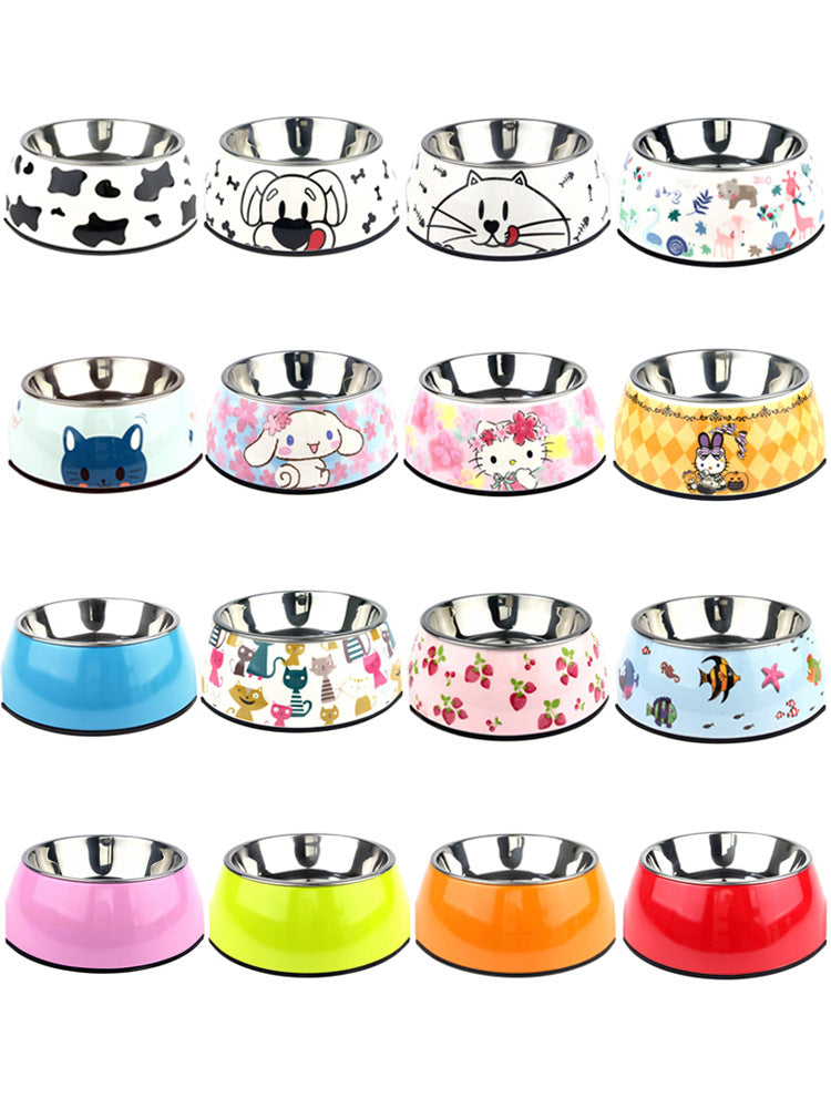 Dog bowl with anti slip rubber base to prevent sliding during feeding time