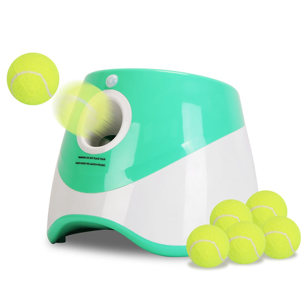Automatic Dog Ball Launcher Included 6 Tennis Balls With 3 Adjustable Launch Distance