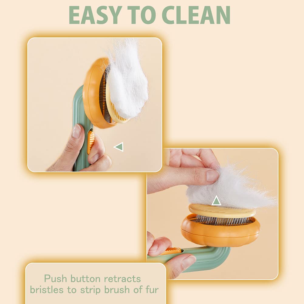 Cleaning brush with text 'Easy to Clean' and instructions on a beige background
