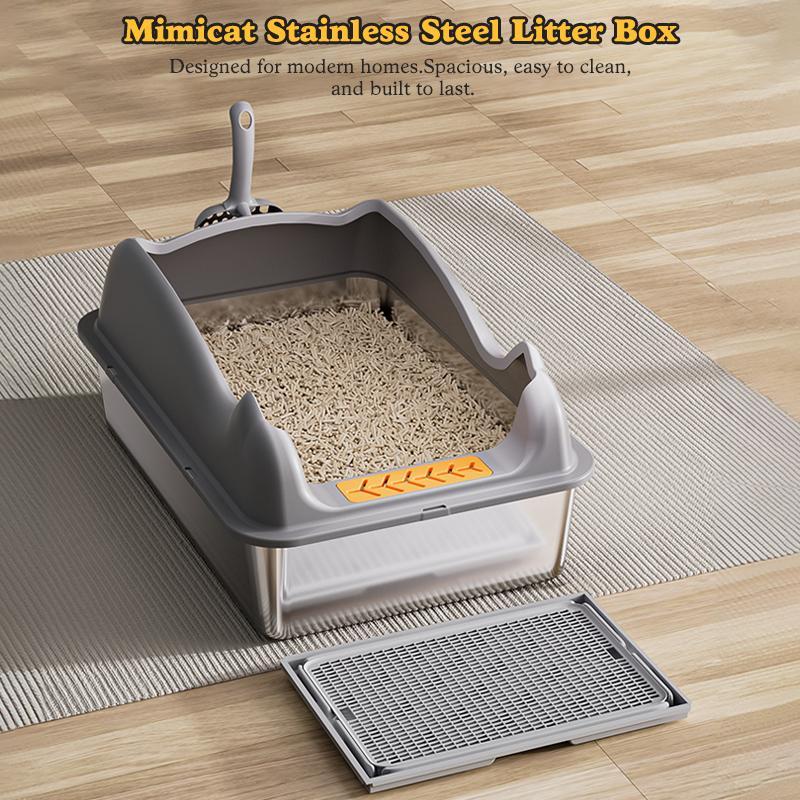 Large Stainless Steel Cat Litter Box - furryfams.com