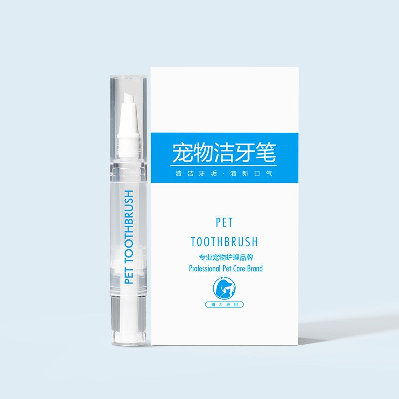 Pet toothbrush and packaging on a light blue background