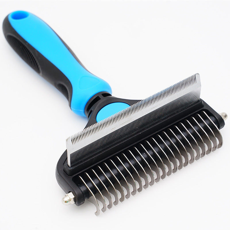 Rounded edge stainless steel comb teeth designed for safe and gentle pet grooming